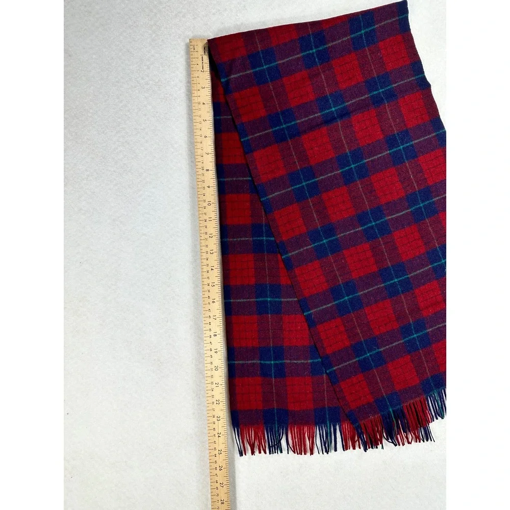 Pendleton Wool Scarf Robinson Dress Tartan Plaid Red Blue Vintage Made in USA